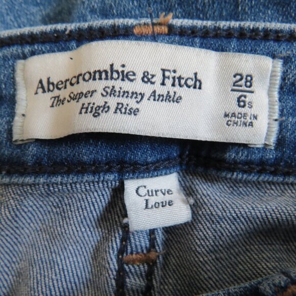 ABERCROMBIE & FITCH The Super Skinny Ankle High Rise Curve Love Embroidered Jean - Picture 12 of 12